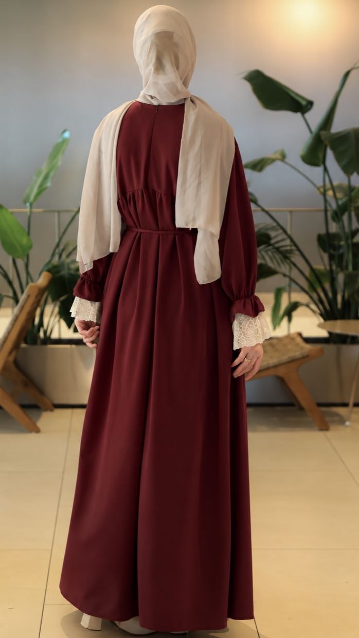 Dantel Manşetli Oversize Elbise